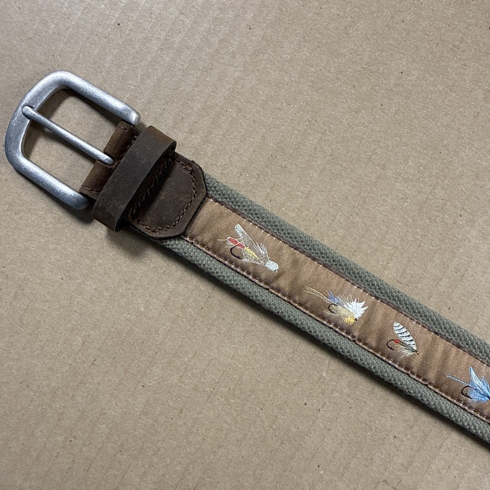 Bison Designs Belt Mens 34 Fly Fishing Lures Buckle Colorado USA
